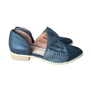 Mi.iM Womens Slate Gray Black Woven D’Orsay Slip On Leather Shoes Buckle, Size 7